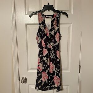 Lush Black and Pink Floral Midi Dress